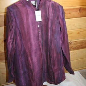 NWTS J. Jill 100% Silk Waterstrip Long Sleeve Blouse Size Small